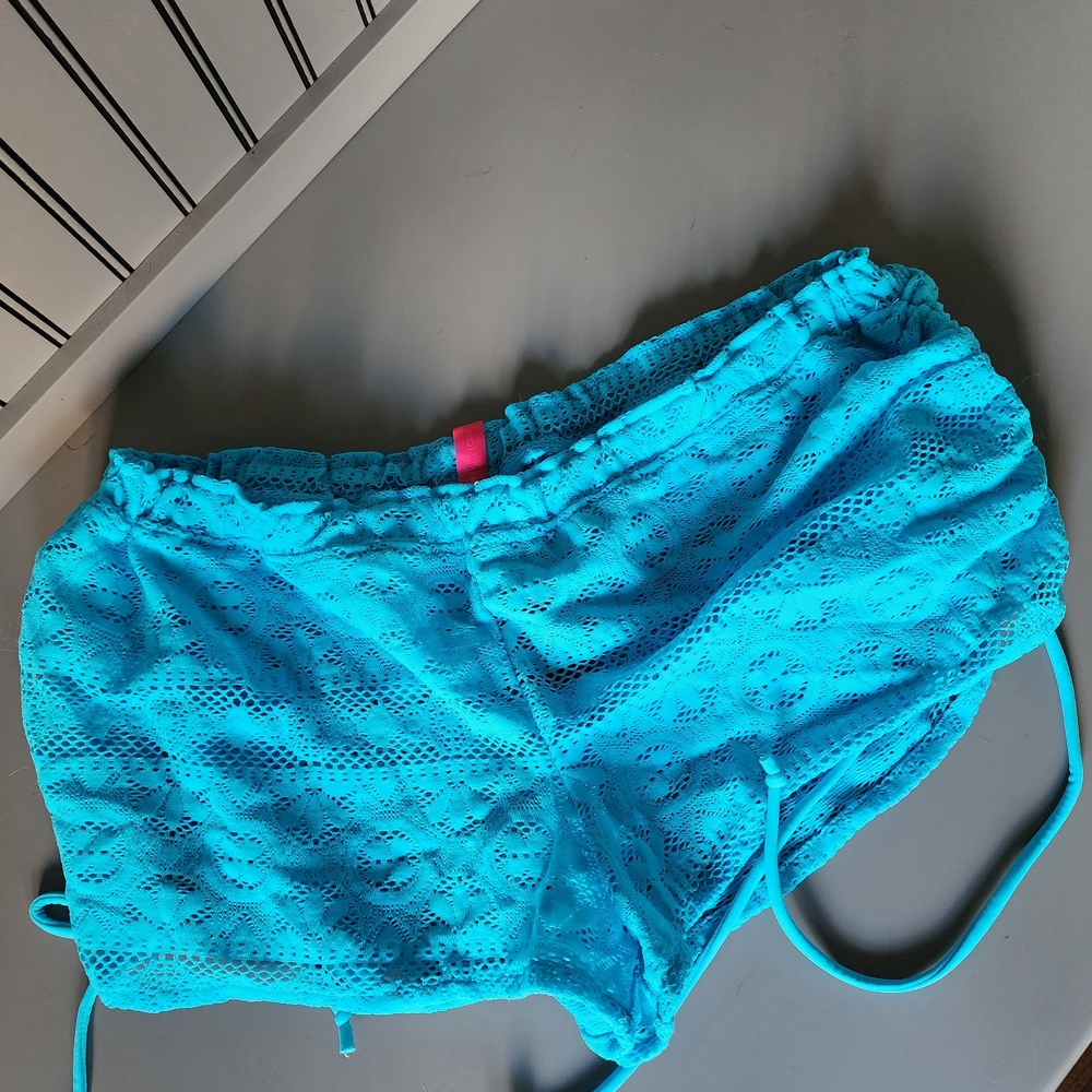 Blue Lace Swim Coverup Shorts